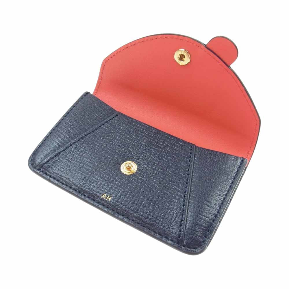 Anya Hindmarch アニヤ・ハインドマーチ ZANY フェイス カードケース ダークネイビー系 ピンク系【美品】【中古】
