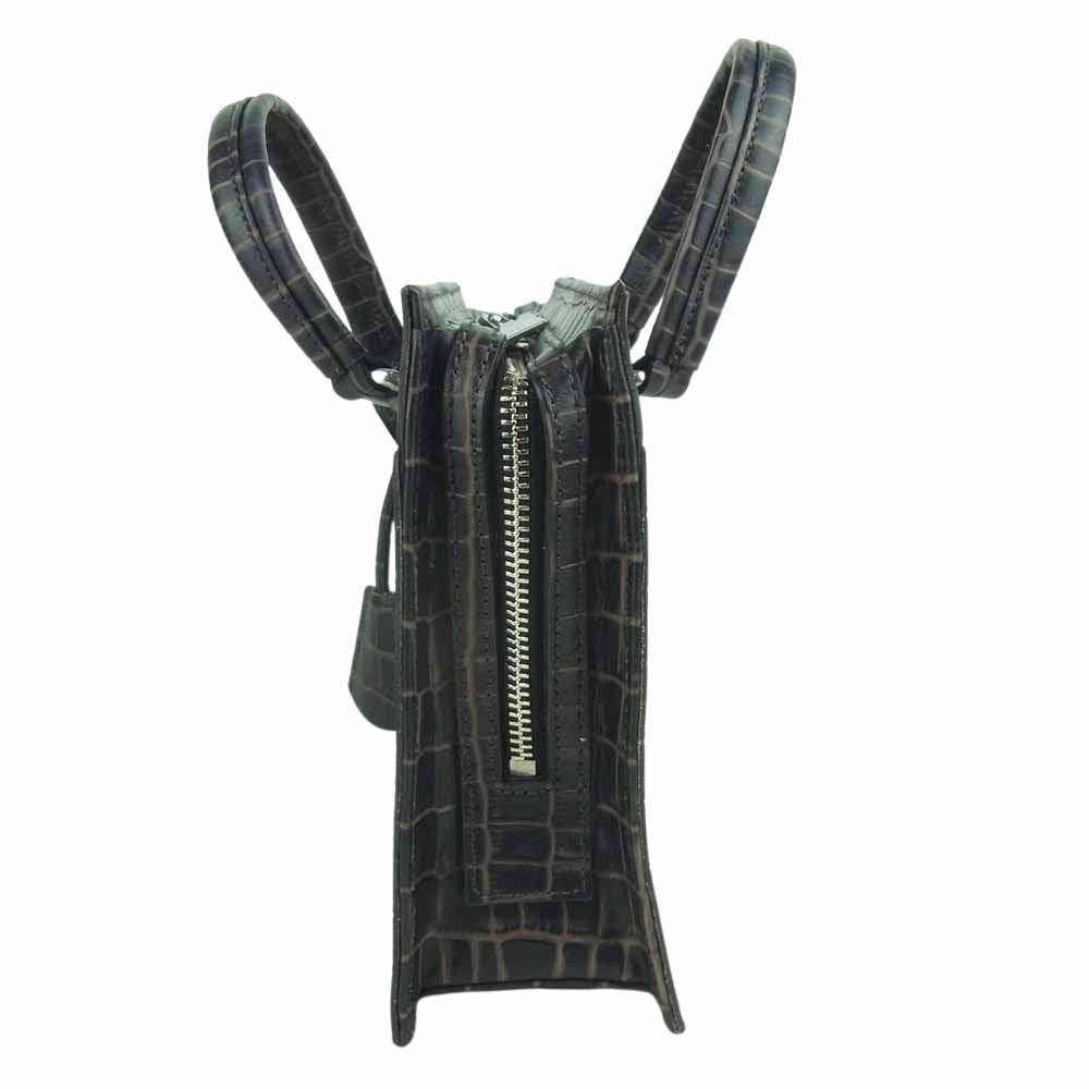 aniary アニアリ クロコ 型押し ハンド バッグ 日本製 ダークブラウン系【美品】【中古】