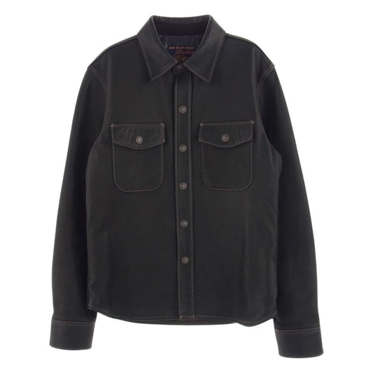THE FLAT HEAD ザフラットヘッド FN-LS-DS001 DEERSKIN SHIRT ディアスキン レザー シャツ ジャケット ブラック系 36【美品】【中古】