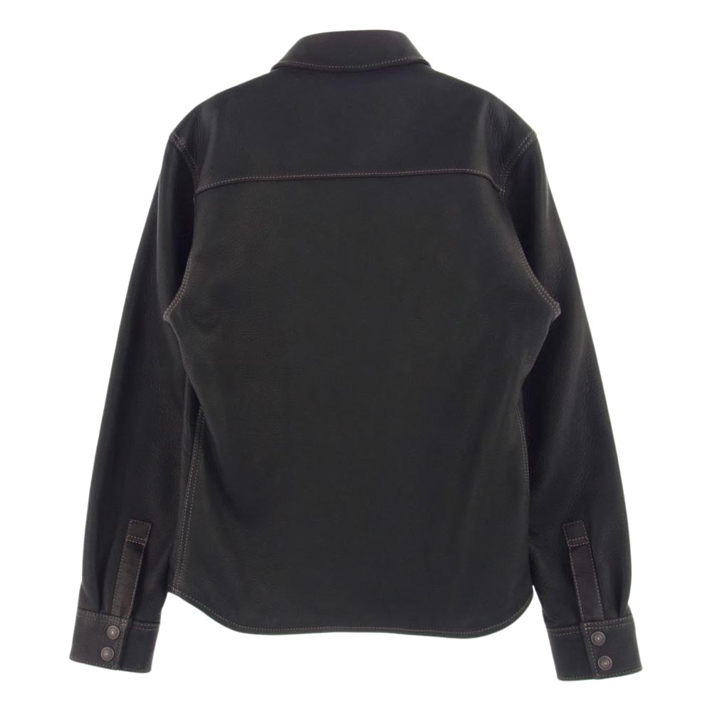 THE FLAT HEAD ザフラットヘッド FN-LS-DS001 DEERSKIN SHIRT ディアスキン レザー シャツ ジャケット ブラック系 36【美品】【中古】