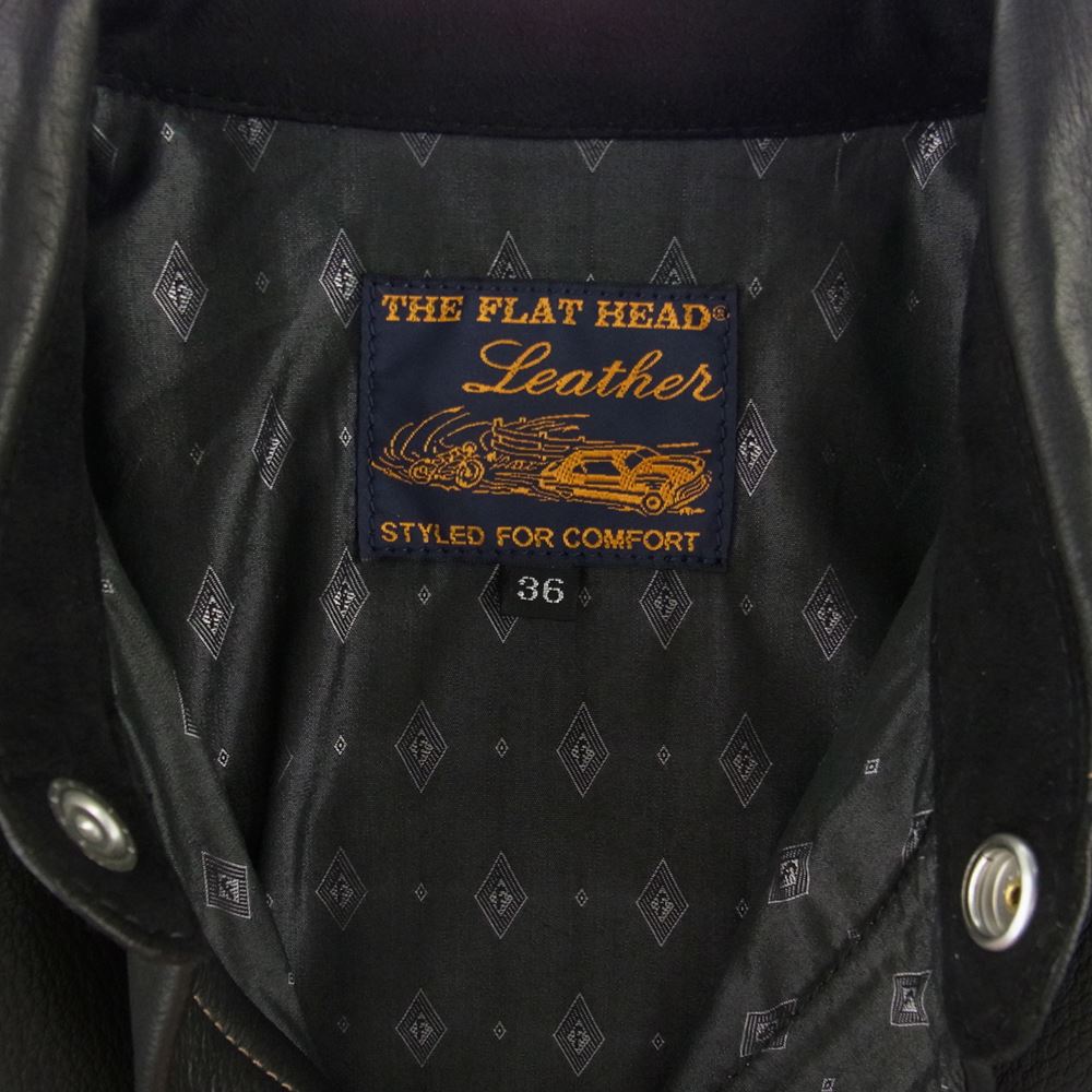 THE FLAT HEAD ザフラットヘッド FN-LS-DS001 DEERSKIN SHIRT ディアスキン レザー シャツ ジャケット ブラック系 36【美品】【中古】
