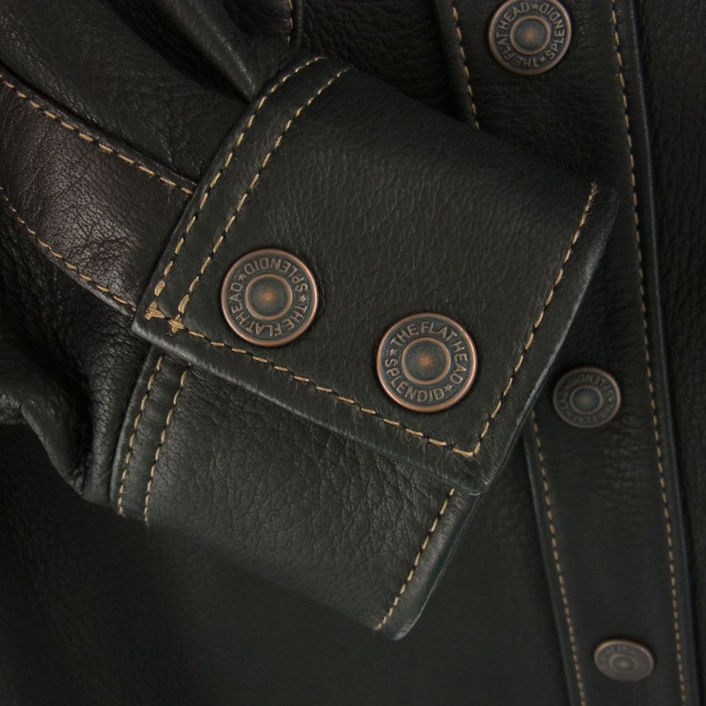 THE FLAT HEAD ザフラットヘッド FN-LS-DS001 DEERSKIN SHIRT ディアスキン レザー シャツ ジャケット ブラック系 36【美品】【中古】