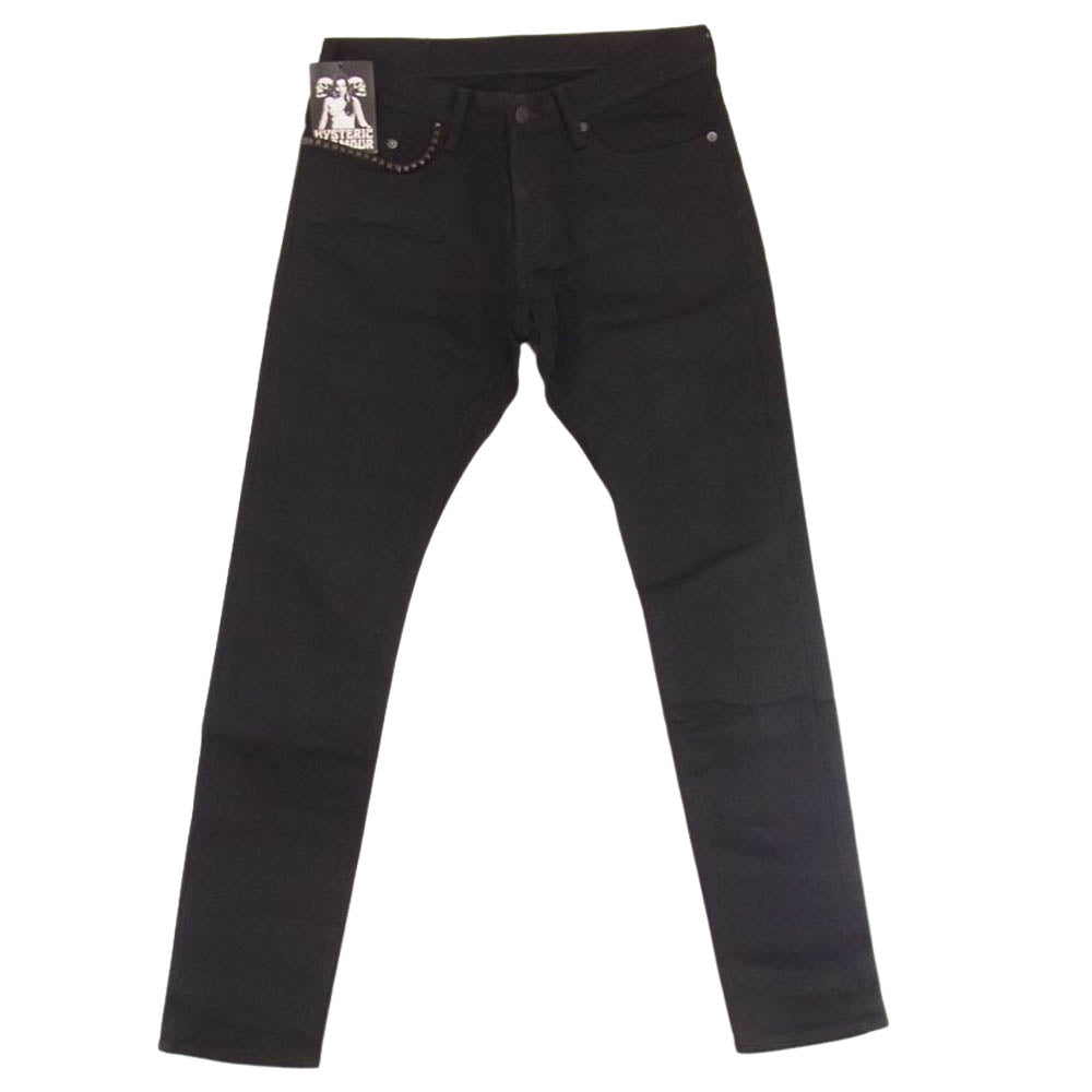 HYSTERIC GLAMOUR ヒステリックグラマー 0241AP20496 スリム スタッズ ブラック デニム パンツ ブラック系 32【新古品】【未使用】【中古】