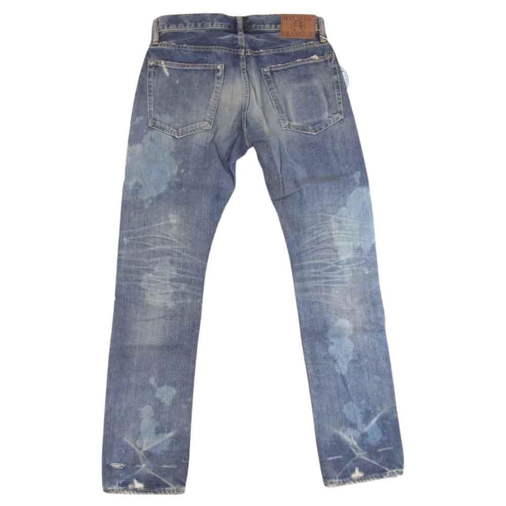 HYSTERIC GLAMOUR ヒステリックグラマー 0253AP15 ダメージ加工 スタッズ パッチワーク クラッシュ デニム 32インチ インディゴブルー系 32【新古品】【未使用】【中古】