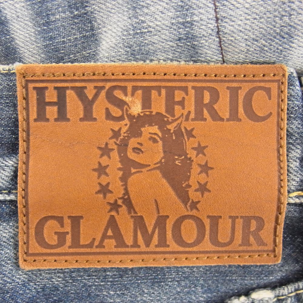 HYSTERIC GLAMOUR ヒステリックグラマー 0253AP15 ダメージ加工 スタッズ パッチワーク クラッシュ デニム 32インチ インディゴブルー系 32【新古品】【未使用】【中古】