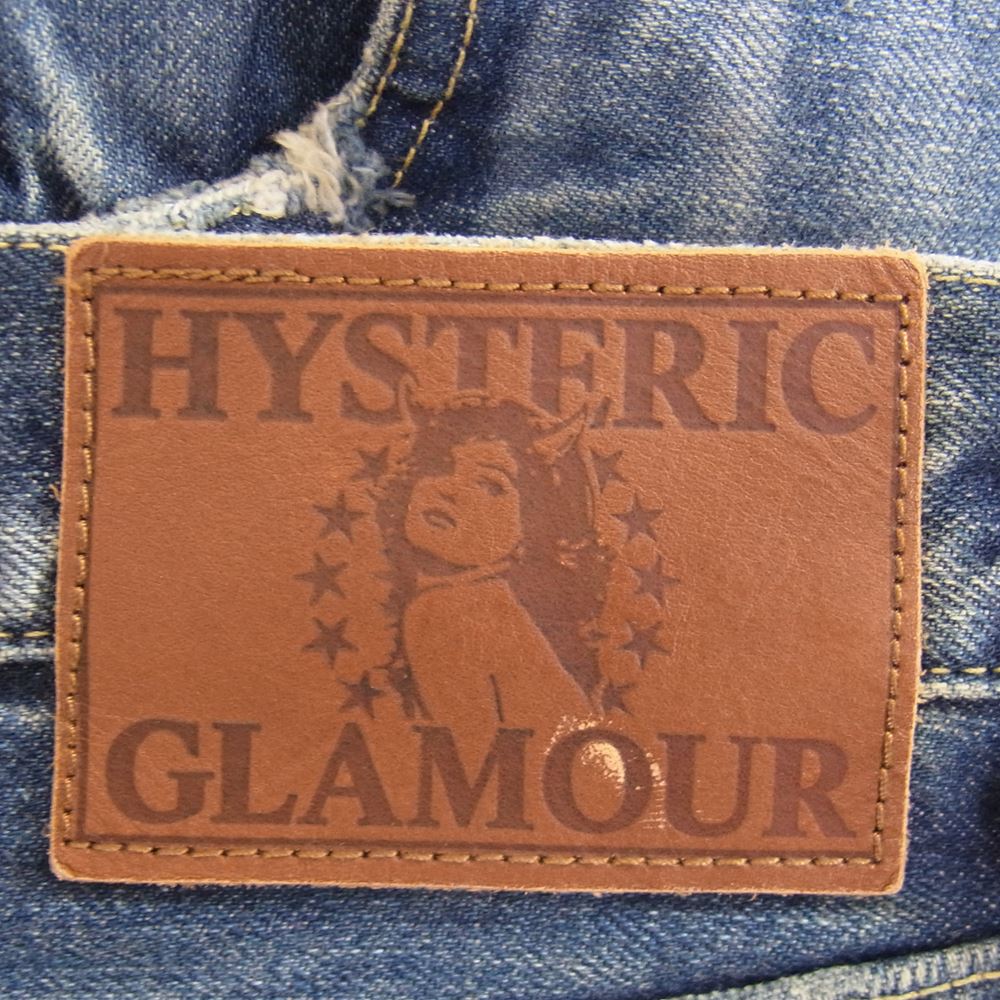 HYSTERIC GLAMOUR ヒステリックグラマー 0253AP15 ダメージ加工 スタッズ パッチワーク クラッシュ デニム 31インチ インディゴブルー系 31【新古品】【未使用】【中古】