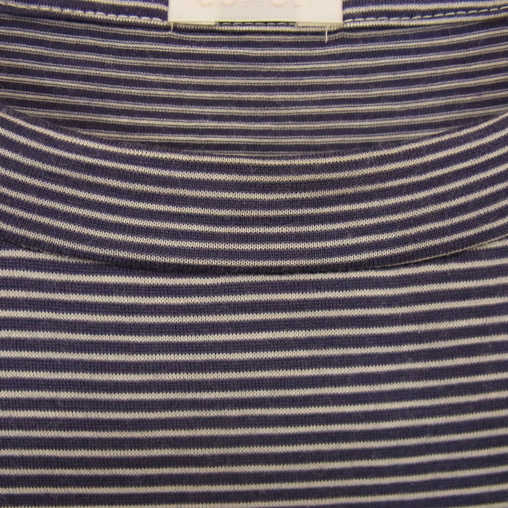 COMOLI コモリ 21SS T01-05006  ウール天竺 クルーネック ボーダー 半袖 カットソー ネイビー系 3【美品】【中古】