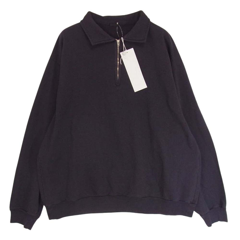 COMOLI コモリ 23SS X01-05017 コットンシルク ジャージ ハーフジップ PO プルオーバー スウェット ネイビー系 3【極上美品】【中古】