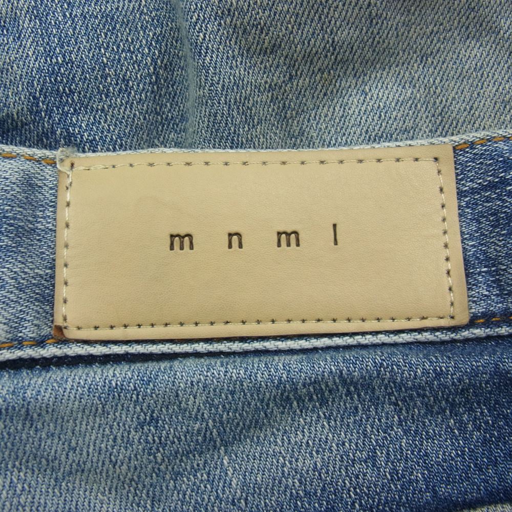 ミニマル ダメージ加工 裾ジップ ストレート デニム パンツ インディゴブルー系 32【中古】