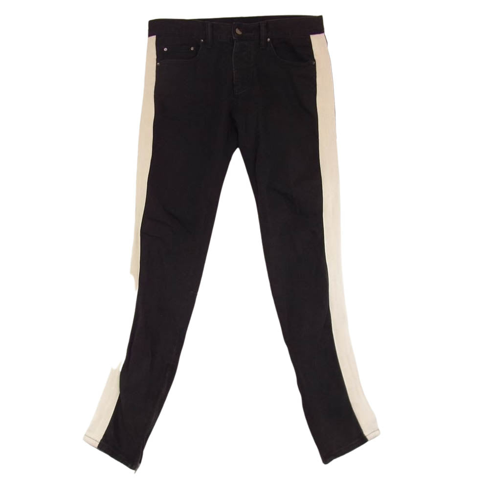 ミニマル サイドライン 裾ジップ スキニーデニム パンツ ブラック系 32【中古】