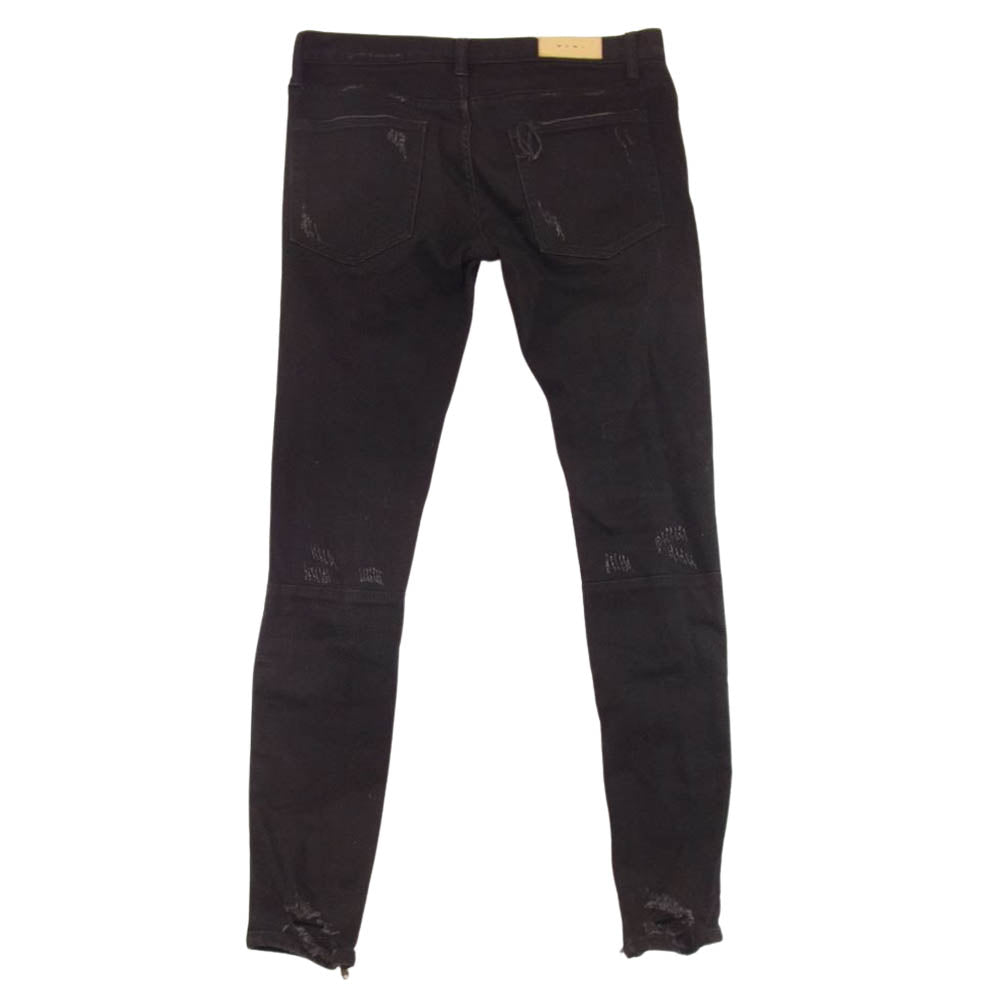 ミニマル ダメージ リペア加工 ブラック デニム パンツ ブラック系 32【中古】