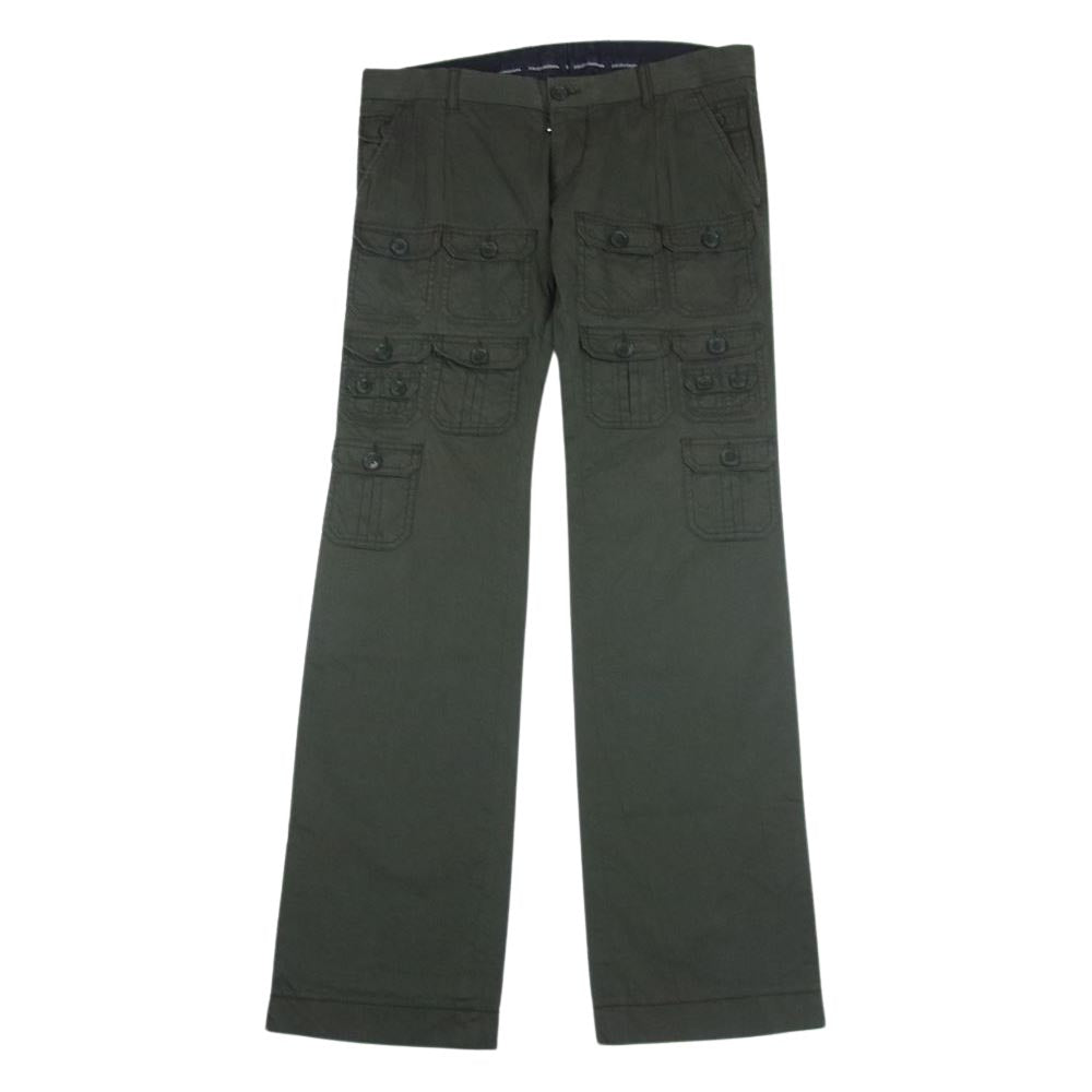 DOLCE&GABBANA ドルチェアンドガッバーナ G31PGT マルチポケット ローライズ カーゴパンツ カーキ系 48【中古】