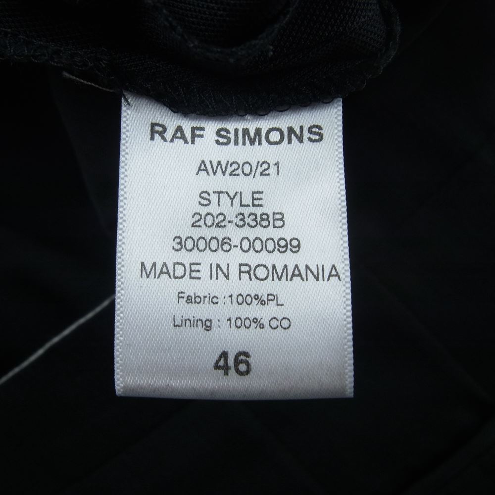 RAF SIMONS ラフシモンズ 20AW 202-338B Slim Fit Trouser with Ankle Zip アンクルジップ スリムフィット テーパード トラウザー スラックスパンツ ブラック系 46【中古】