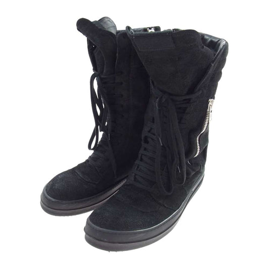 Rick Owens リックオウエンス RU14F2897 STIVALI IN PELLE CARGOBASKET カーゴバスケット ハイカット レザー スエード スニーカー ブラック系【中古】