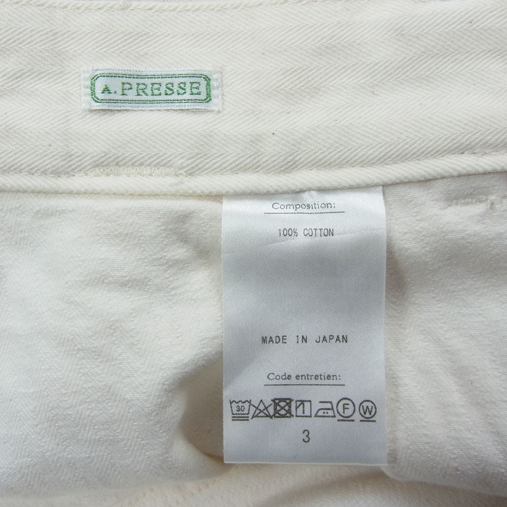 アプレッセ 22SAP‐04-03M USAF Hemmed Bottoms ミリタリー ヘム ワイドパンツ オフホワイト系 3【美品】【中古】