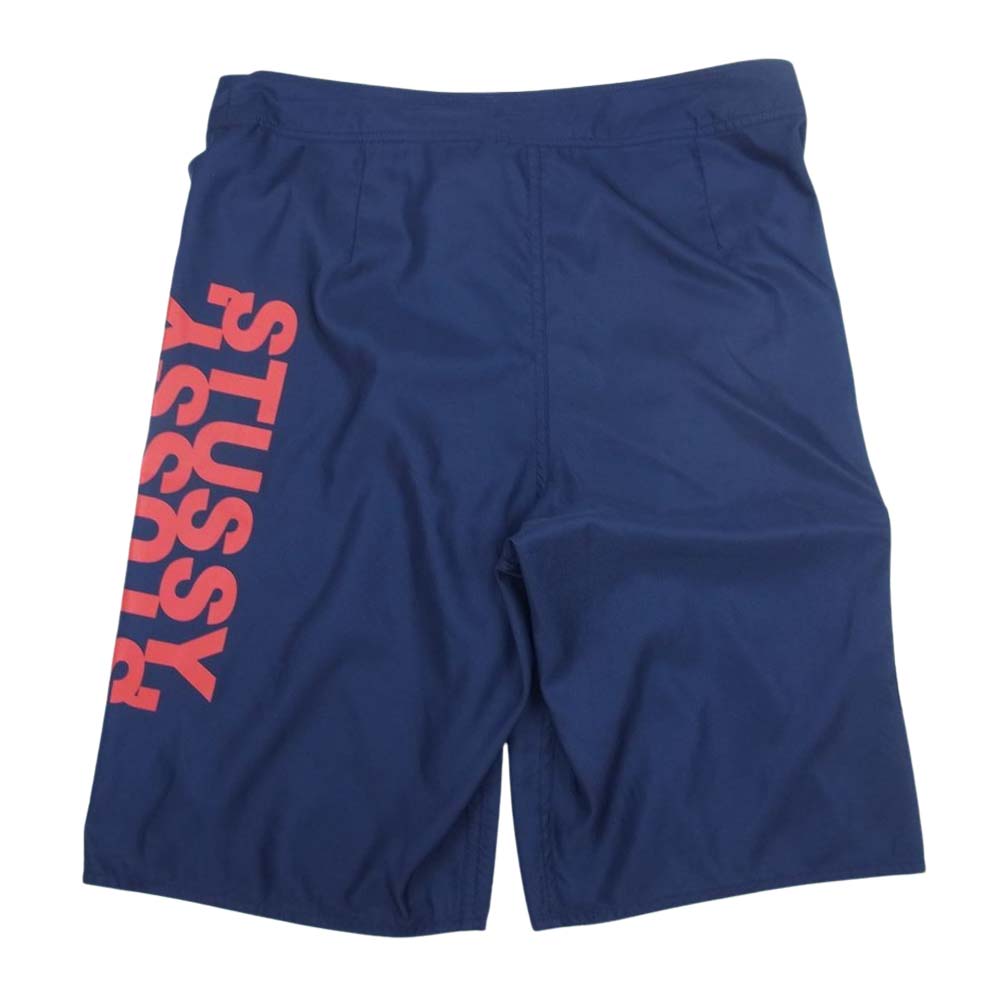 STUSSY ステューシー サイドロゴプリント ショーツ ハーフパンツ ネイビー系 34【中古】