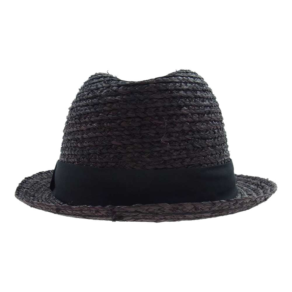STUSSY ステューシー SS ロゴリボン 麦わら帽子 ストローハット ダークブラウン系 L/XL【中古】