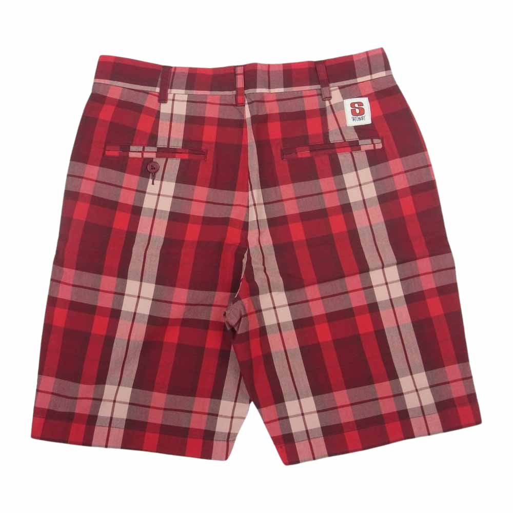 STUSSY ステューシー 紺タグ チェック柄 ショーツ ハーフパンツ レッド系 30【中古】