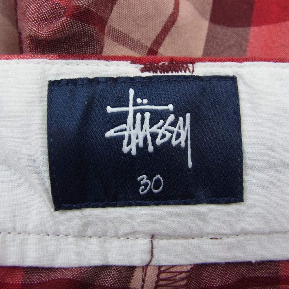STUSSY ステューシー 紺タグ チェック柄 ショーツ ハーフパンツ レッド