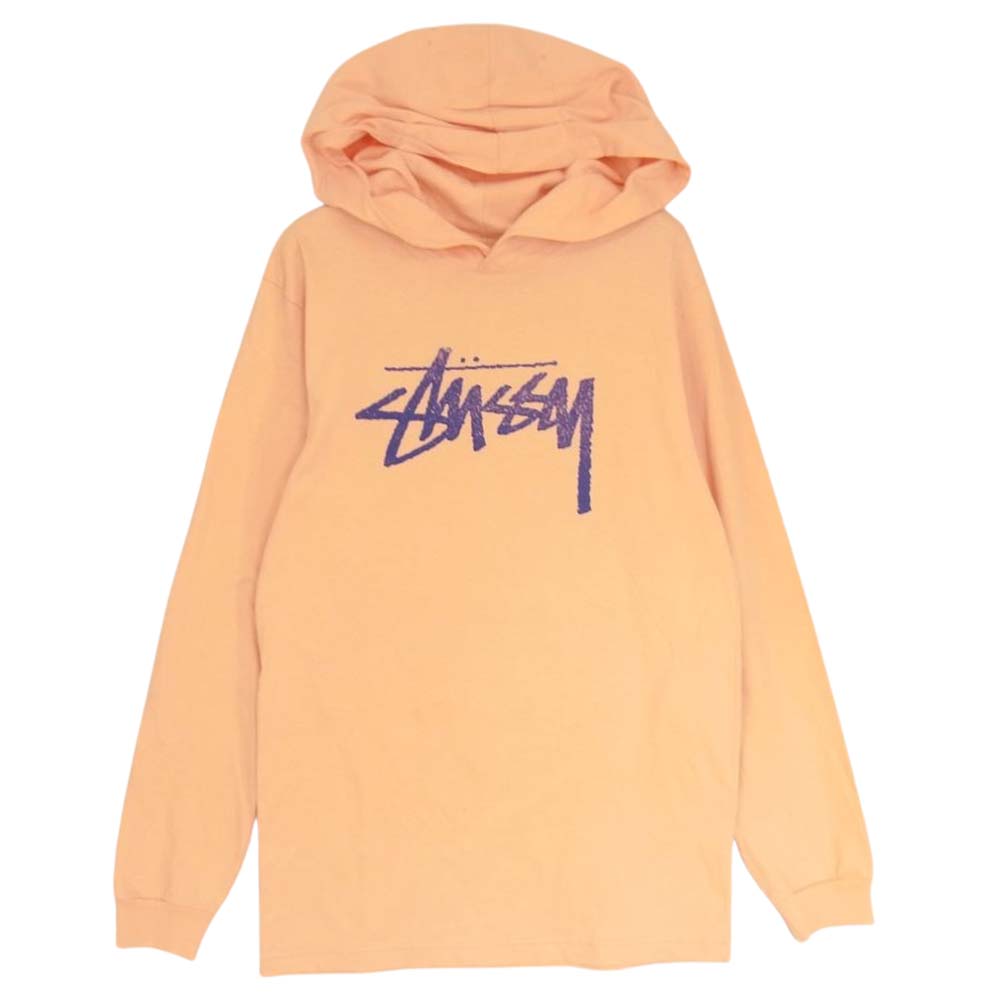 STUSSY ステューシー ストックロゴ パーカー カットソー オレンジ系 S【中古】