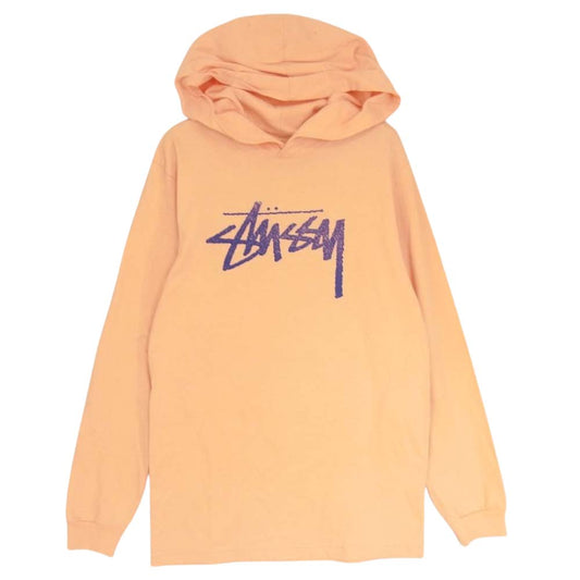 STUSSY ステューシー ストックロゴ パーカー カットソー オレンジ系 S【中古】