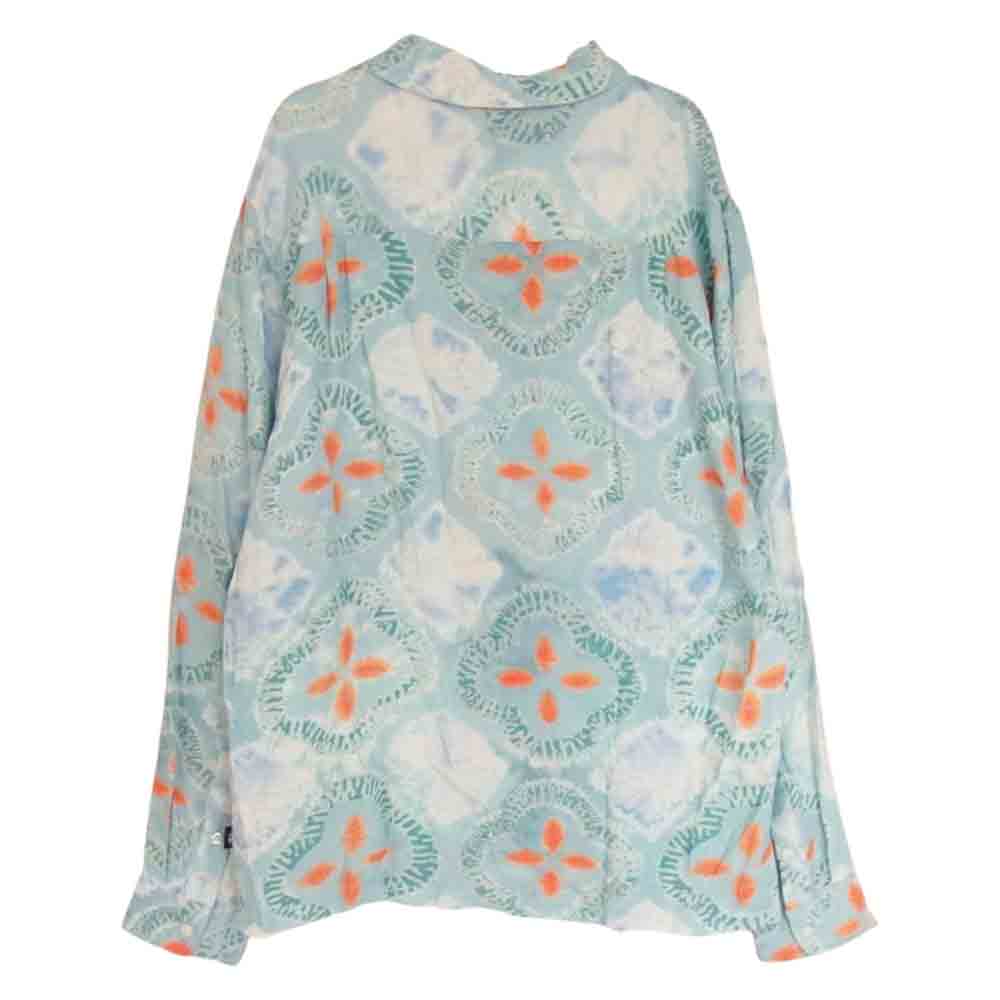 STUSSY ステューシー Sonoma Dye Pattern Shirt オープンカラー 長袖 レーヨン シャツ S ライトブルー系 S【中古】
