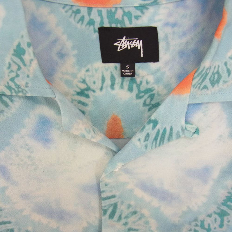 STUSSY ステューシー Sonoma Dye Pattern Shirt オープンカラー 長袖 レーヨン シャツ S ライトブルー系 S【中古】