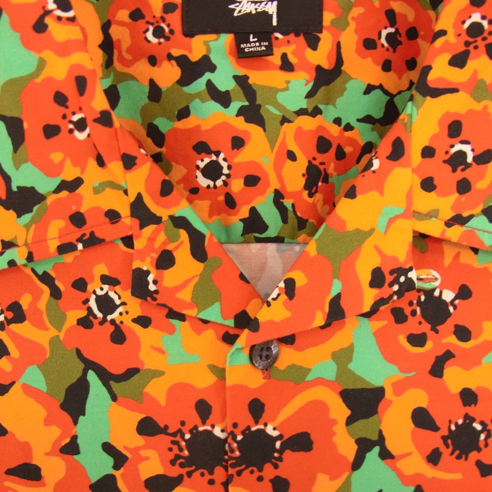 STUSSY ステューシー POPPY プリント 半袖 シャツ マルチカラー系 L【中古】