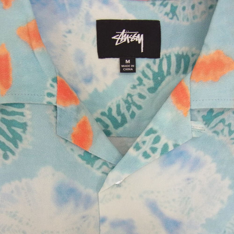 STUSSY ステューシー Sonoma Dye Pattern Shirt オープンカラー 長袖 レーヨン シャツ M ライトブルー系 M【中古】