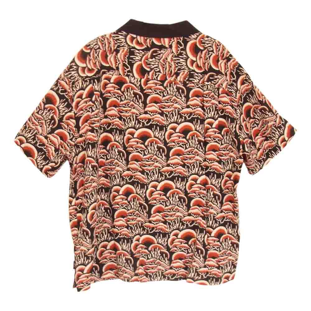 STUSSY ステューシー CORAL PATTERN SHIRT オープンカラー レーヨン 半袖 シャツ レッド  ブラック系 レッド系 M【中古】