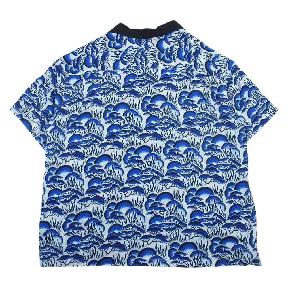 STUSSY ステューシー CORAL PATTERN SHIRT オープンカラー レーヨン 半袖 シャツ ブルー  ブルー系 L【中古】