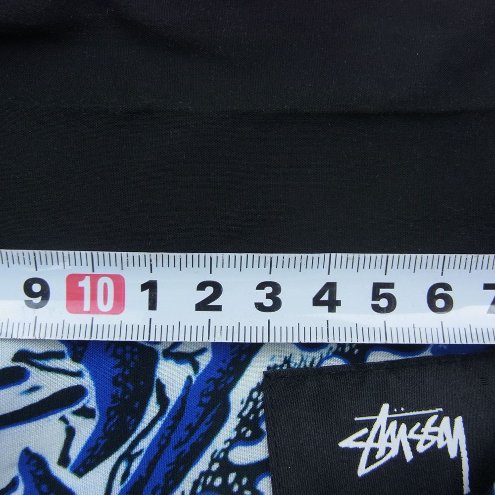 STUSSY ステューシー CORAL PATTERN SHIRT オープンカラー レーヨン 半袖 シャツ ブルー  ブルー系 L【中古】