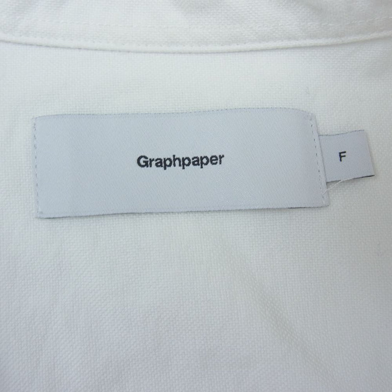 GRAPHPAPER グラフペーパー 23SS GM231-50230B Oxford Oversized L/S Band Collar Shirt  オックスフォード オーバーサイズ 長袖 バンドカラー シャツ ホワイト系 F【中古】