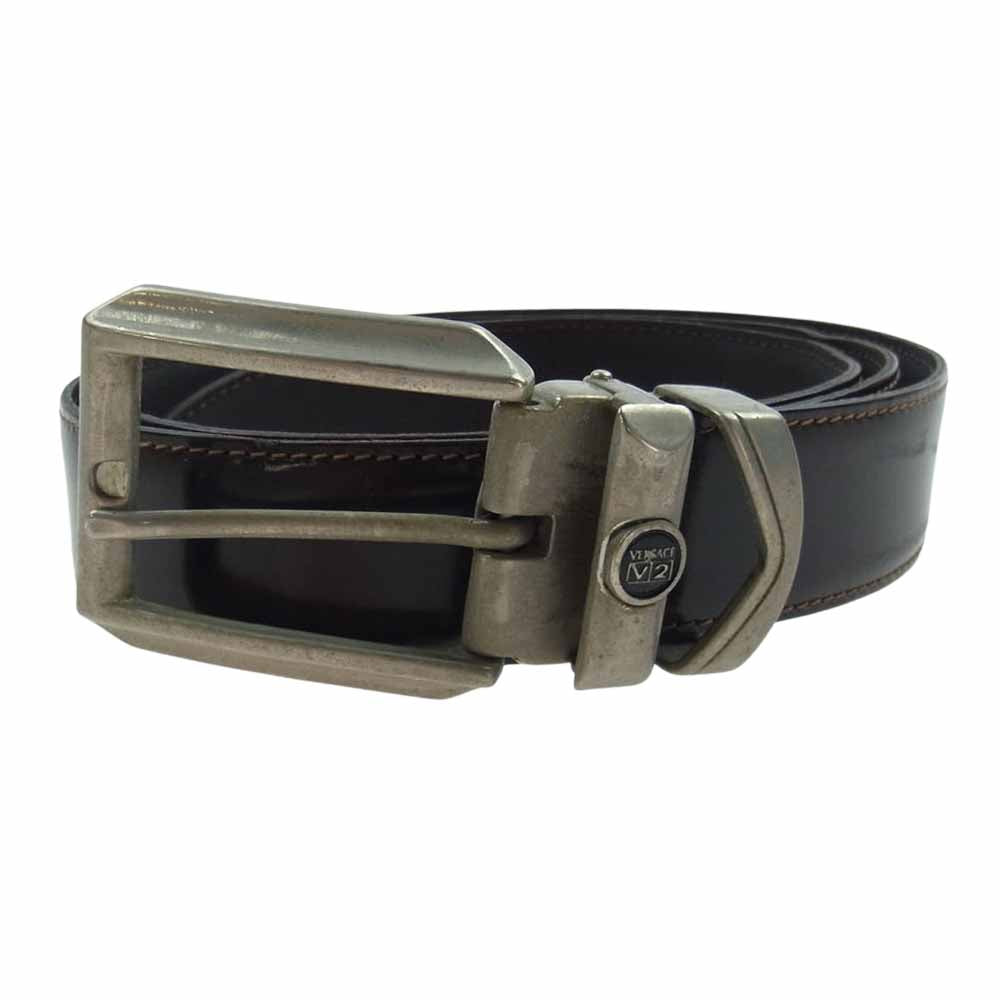 VERSACE ヴェルサーチ レザー ベルト ダークブラウン系【中古】