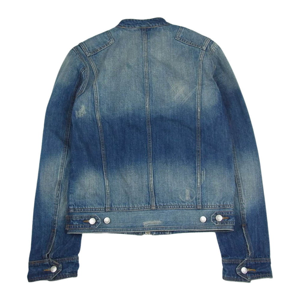 DSQUARED2 ディースクエアード COALMINER レザーパッチ フルジップ シングル デニム ライダース ジャケット インディゴブルー系 50【中古】