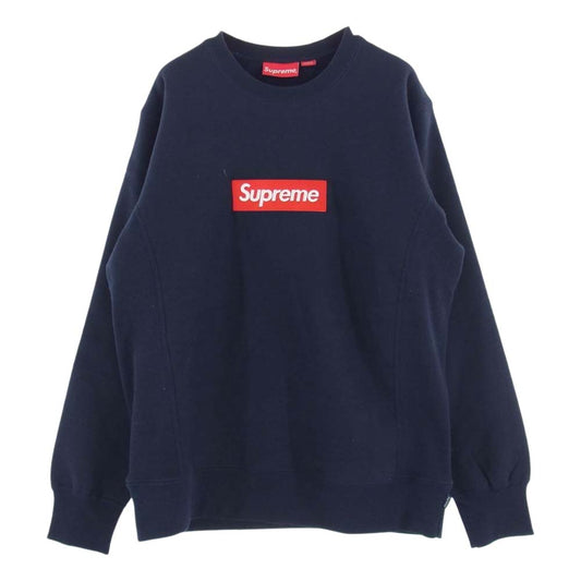 Supreme シュプリーム 15AW Box Logo Crewneck Sweatshirt ボックスロゴ クルーネック スウェット トレーナー ネイビー系 M【中古】