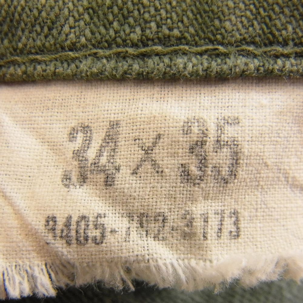 米軍 DSA-100-621 60s~70s OG-107 TYPE1 TROUSERS トラウザー ベイカー パンツ カーキ系 34×35【中古】