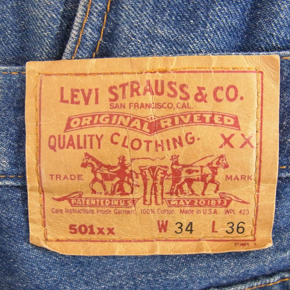 Levi's リーバイス 501XX  復刻 ボタン裏520 スモールe デニム パンツ インディゴブルー系 34【中古】