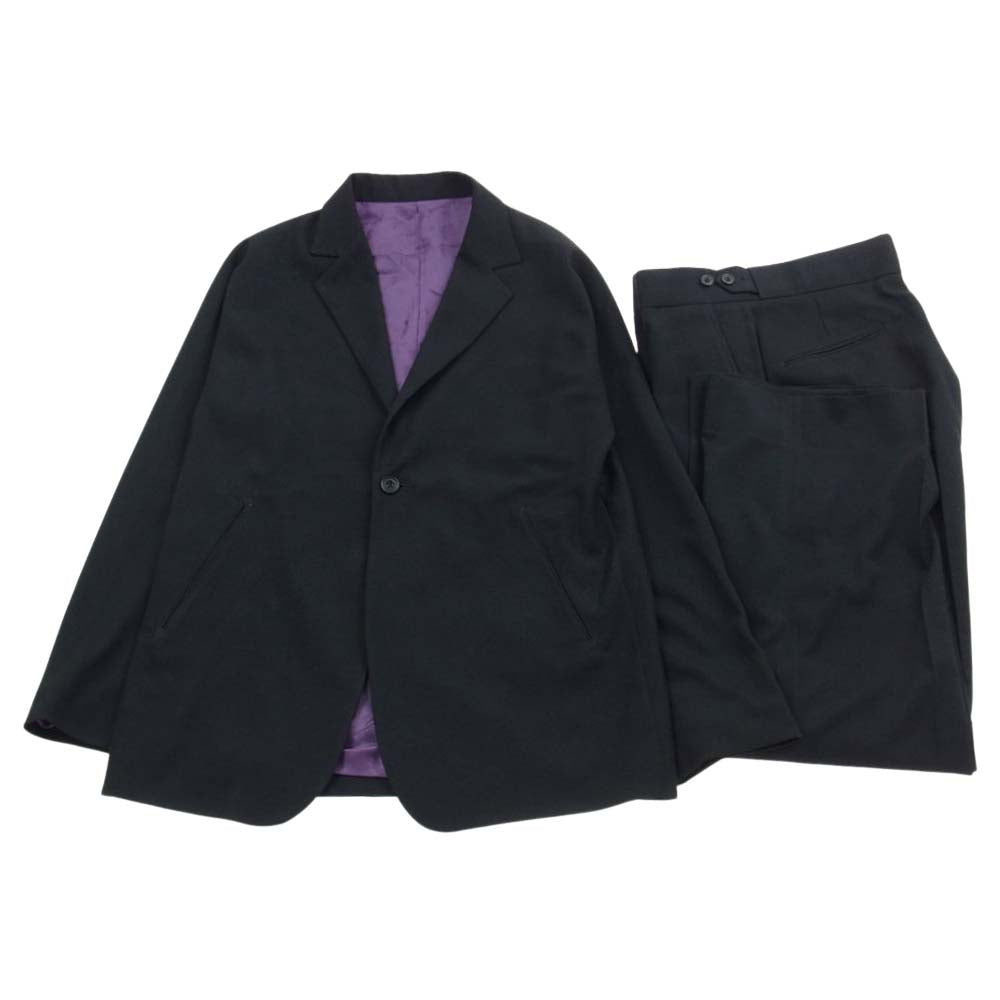 Needles ニードルス 裏地ペイズリー柄 1B テーラードジャケット ウール スラックスパンツ セットアップ スーツ ブラック系 パープル系 M【中古】