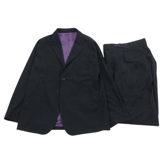 Needles ニードルス 裏地ペイズリー柄 1B テーラードジャケット ウール スラックスパンツ セットアップ スーツ ブラック系 パープル系 M【中古】