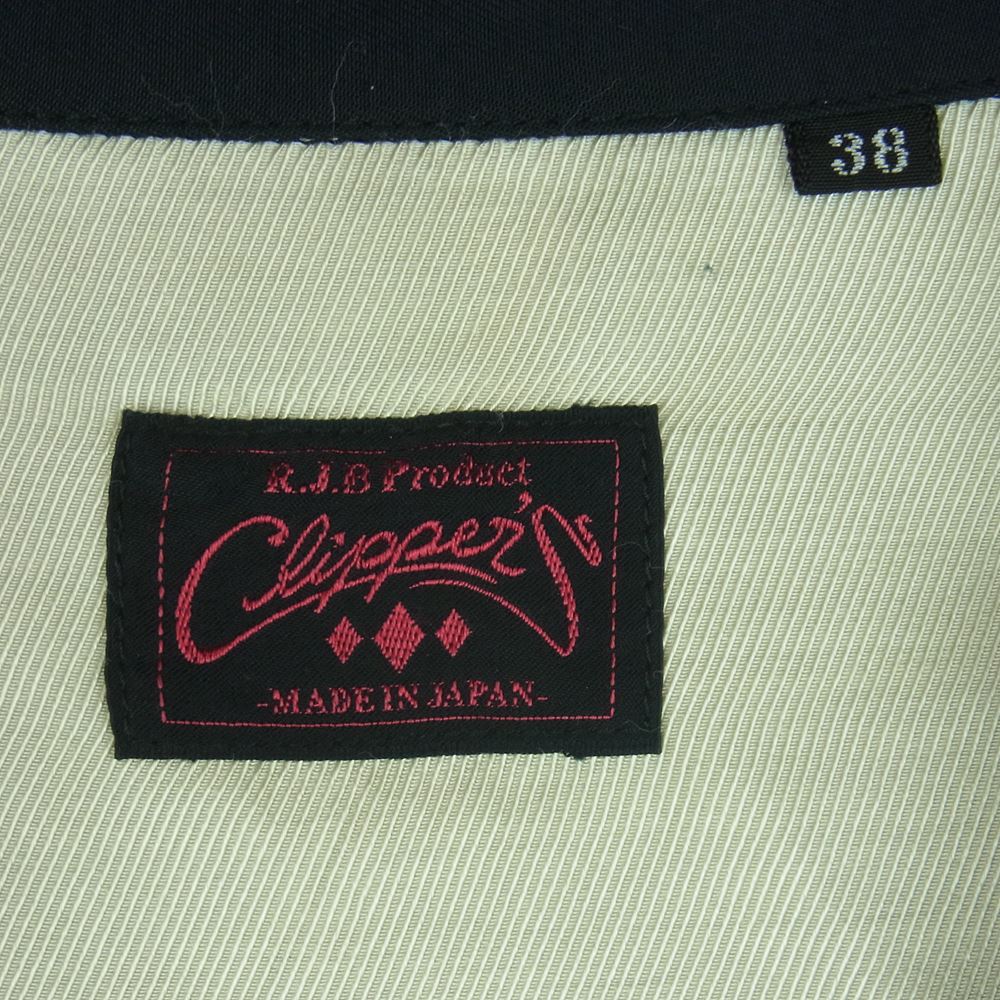 R.J.B アールジェイビー clippers クリッパーズ レーヨン オープンカラー 長袖 シャツ 日本製 ブラック系 レッド系 38【中古】