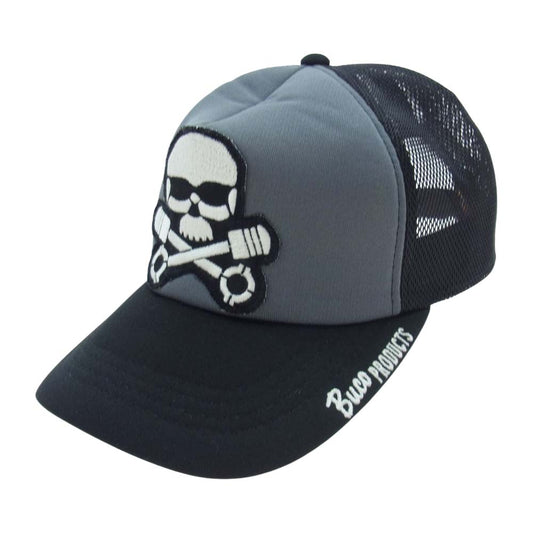 The REAL McCOY'S ザリアルマッコイズ BA22002 BUCO ブコ MESH CAP SKULL PISTON スカルピストン メッシュ キャップ 帽子 ブラック系【美品】【中古】