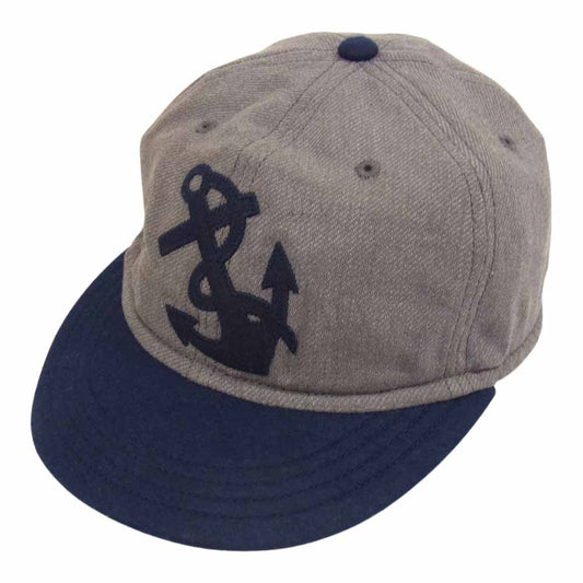 The REAL McCOY'S ザリアルマッコイズ MILITARY BASEBALL CAP USN ANCHOR ミリタリー ベースボール キャップ アンカー 帽子 グレー系 7 1/2【美品】【中古】