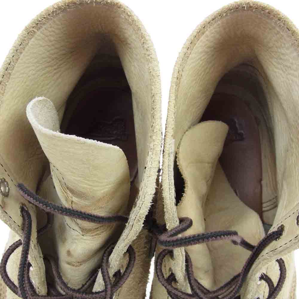 RED WING レッドウィング 8167 刺繍羽タグ 6inch PLAIN TOE プレーントゥ ブーツ ベージュ系 US9.5E　27.5cm【中古】