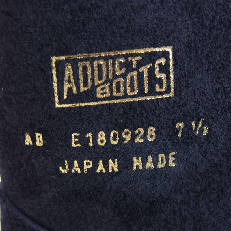 ADDICT CLOTHES アディクトクローズ Addict Boots STEERSUEDE ZIP WESTERN BOOTS ステア スウェード ジップ ウエスタン ブーツ ブラック系 US7.5【美品】【中古】