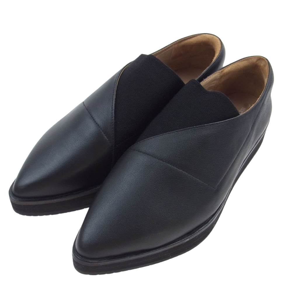 ISSEY MIYAKE イッセイミヤケ UN ユナイテッドヌード ポインテッドトゥ レザー ラップシューズ ブラック系【美品】【中古】