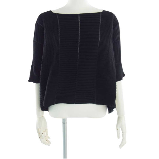 ISSEY MIYAKE イッセイミヤケ IM21-KN781-15 ドルマン ショートポンチョ ニット ブラック系 2【極上美品】【中古】