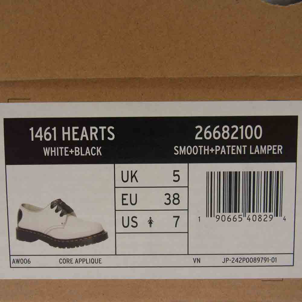 Dr.Martens ドクターマーチン 1461 HEARTS 3ホール  マルチ ハート レザー シューズ ホワイト系 ブラック系 UK5【極上美品】【中古】