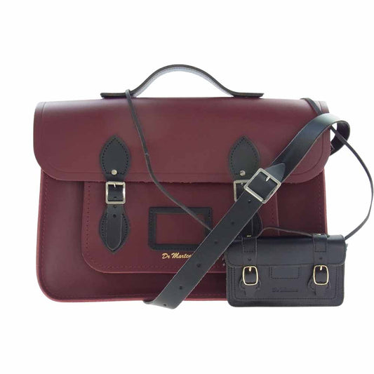 Dr.Martens ドクターマーチン 11inch LEATHER SATCHEL レザー サッチェル バッグ  エンジ系【美品】【中古】