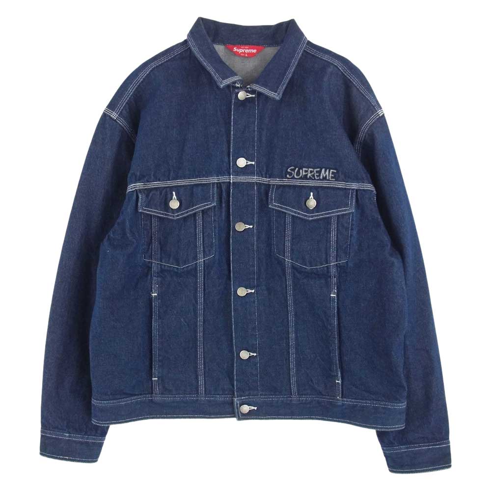 Supreme シュプリーム 20AW Smurfs Denim Trucker Jacket スマーフ デニム トラッカー ジャケット ブルー系 L【中古】
